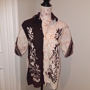 Men's Brown and Cream Shirt